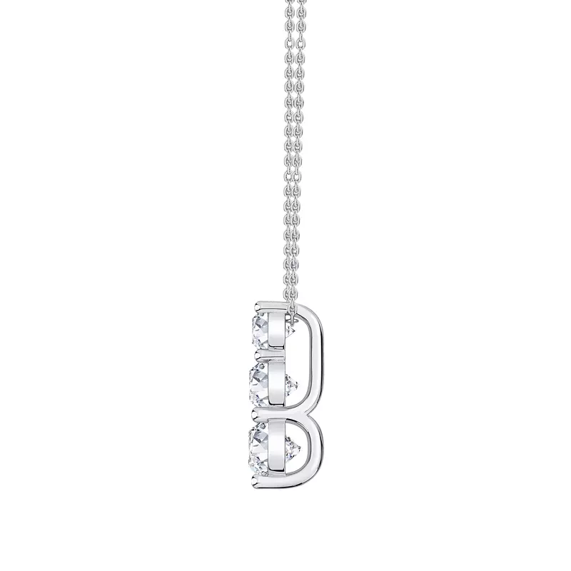 14K White Gold Three Stone Lab Diamond Drop Pendant