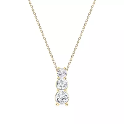 Three Stone Lab Diamond Drop Necklace