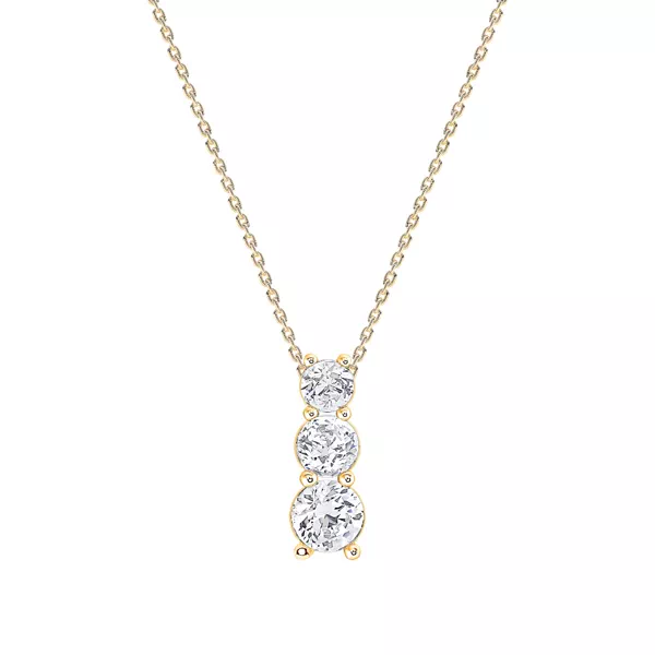 Three Stone Lab Diamond Drop Necklace