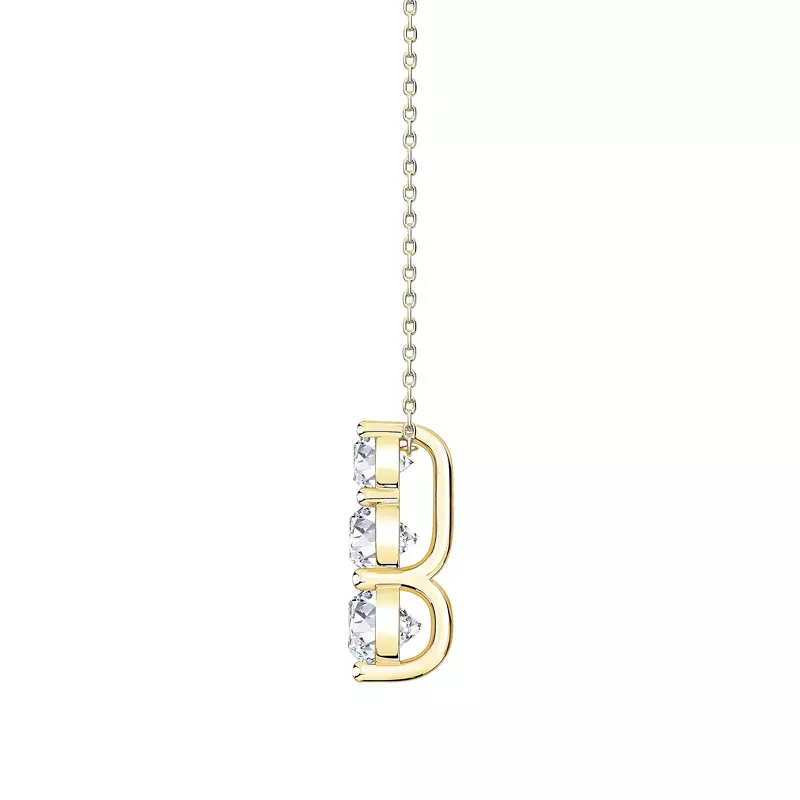 14K Yellow Gold Three Stone Lab Diamond Drop Pendant