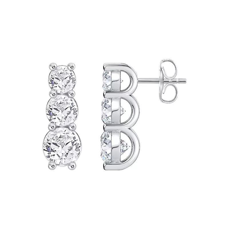 14K White Gold Three-Stone Graduated Lab Diamond Drop Earrings (2 ct. tw.)