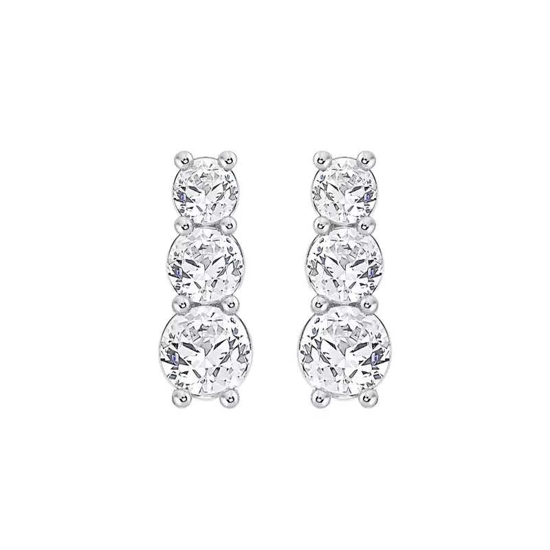 14K White Gold Three-Stone Graduated Lab Diamond Drop Earrings (2 ct. tw.)