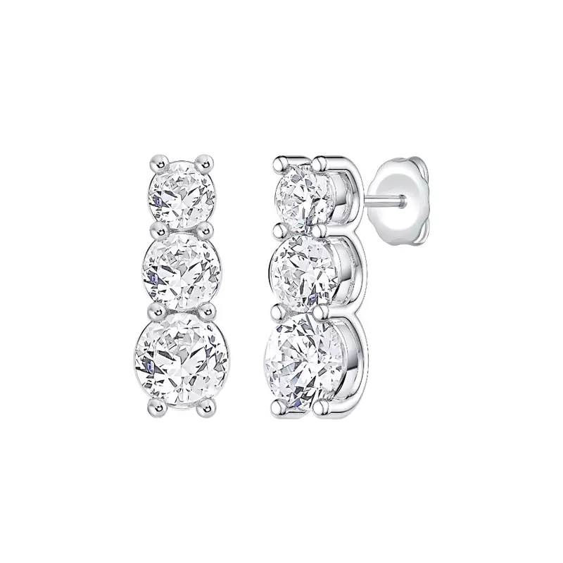 14K White Gold Three-Stone Graduated Lab Diamond Drop Earrings (2 ct. tw.)