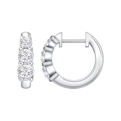 Three Stone Graduated Lab Diamond Hoop Earrings (1 ct. tw.)