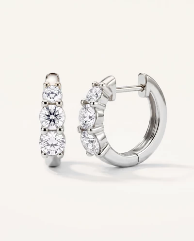 Three Stone Graduated Lab Diamond Hoop Earrings (1 ct. tw.)