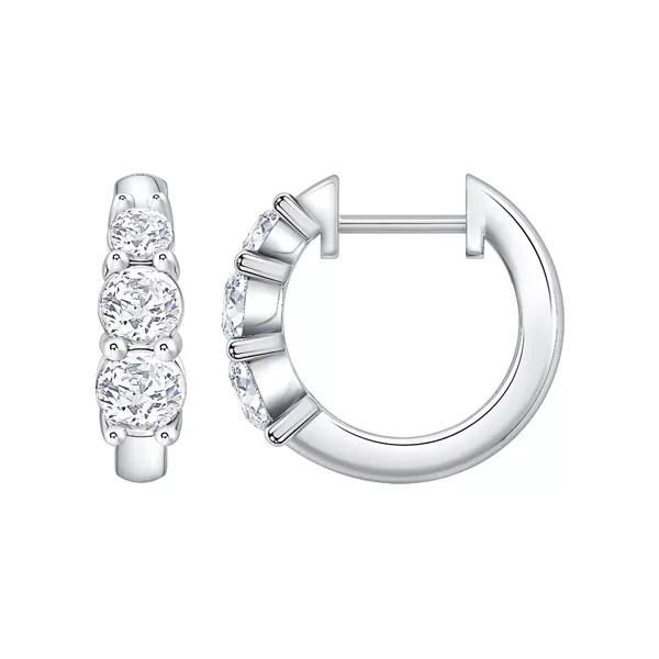 Three Stone Graduated Lab Diamond Hoop Earrings (1 ct. tw.)
