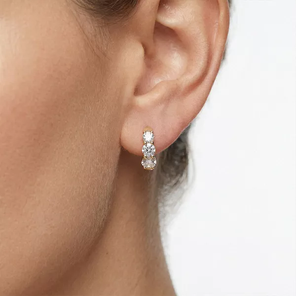Three Stone Graduated Lab Diamond Hoop Earrings (1 ct. tw.)