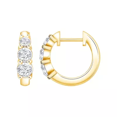 Three Stone Graduated Lab Diamond Hoop Earrings (1 ct. tw.)