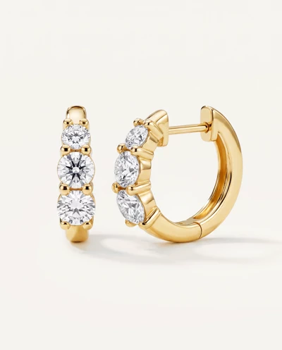 Three Stone Graduated Lab Diamond Hoop Earrings (1 ct. tw.)