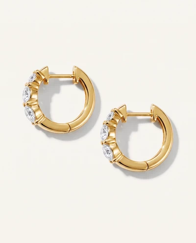 Three Stone Graduated Lab Diamond Hoop Earrings (1 ct. tw.)