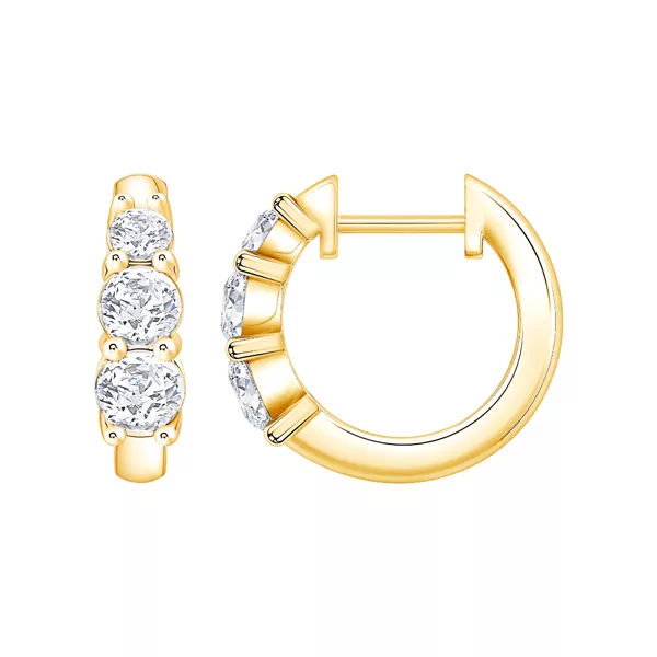 Three Stone Graduated Lab Diamond Hoop Earrings (1 ct. tw.)