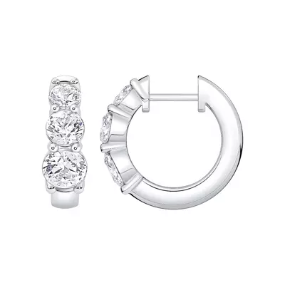 Three Stone Graduated Lab Diamond Hoop Earrings (2 ct. tw.)
