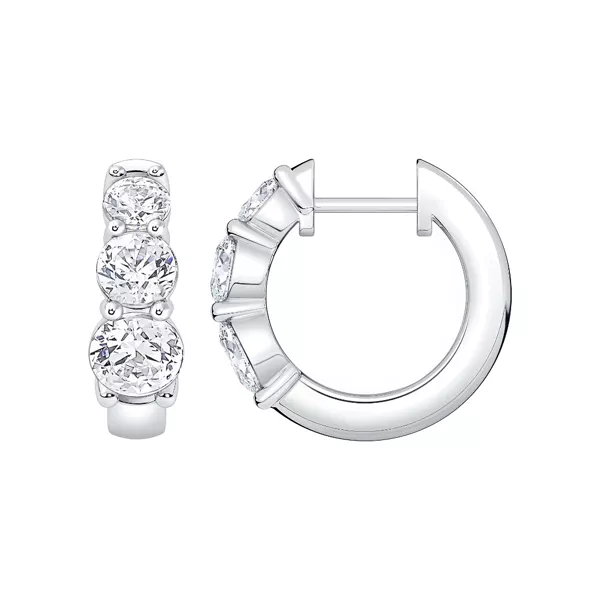 Three Stone Graduated Lab Diamond Hoop Earrings (2 ct. tw.)
