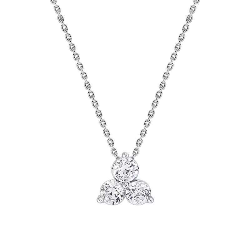 14K White Gold Trio Lab Diamond Pendant (3/4 ct. tw.)
