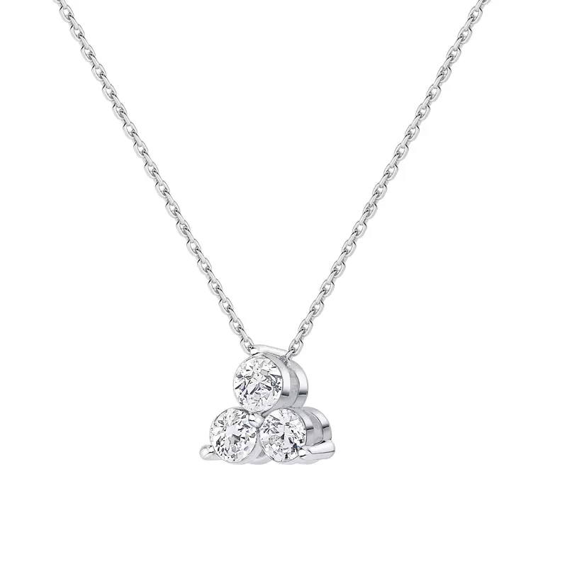 14K White Gold Trio Lab Diamond Pendant (3/4 ct. tw.)