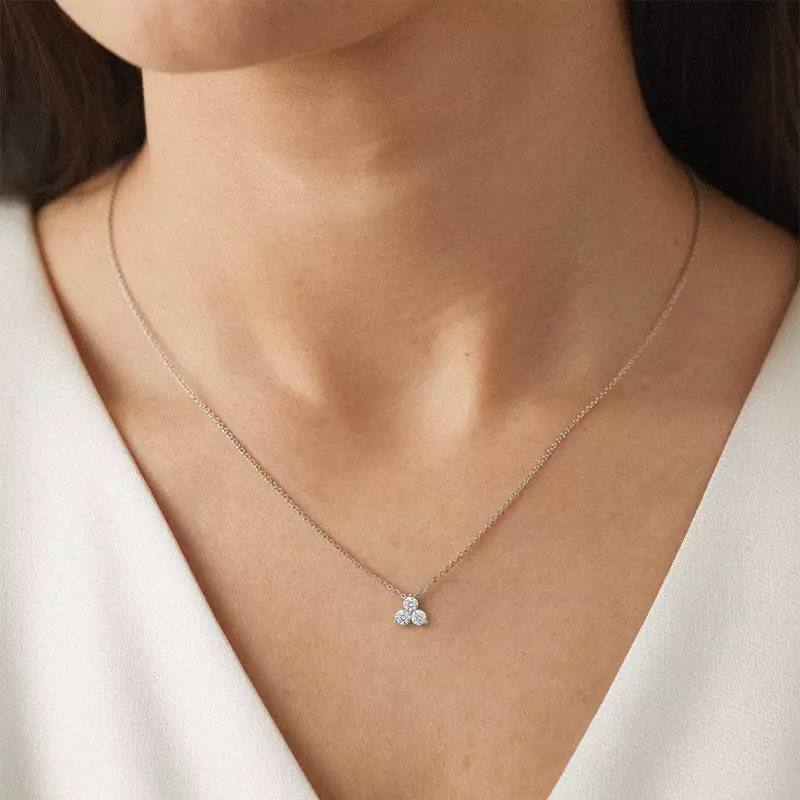 14K Yellow Gold Trio Lab Diamond Necklace (3/4 ct. tw.)