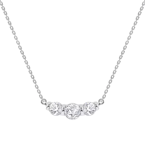 Three Stone Bar Set Lab Diamond Necklace (1/2 ct. tw.)