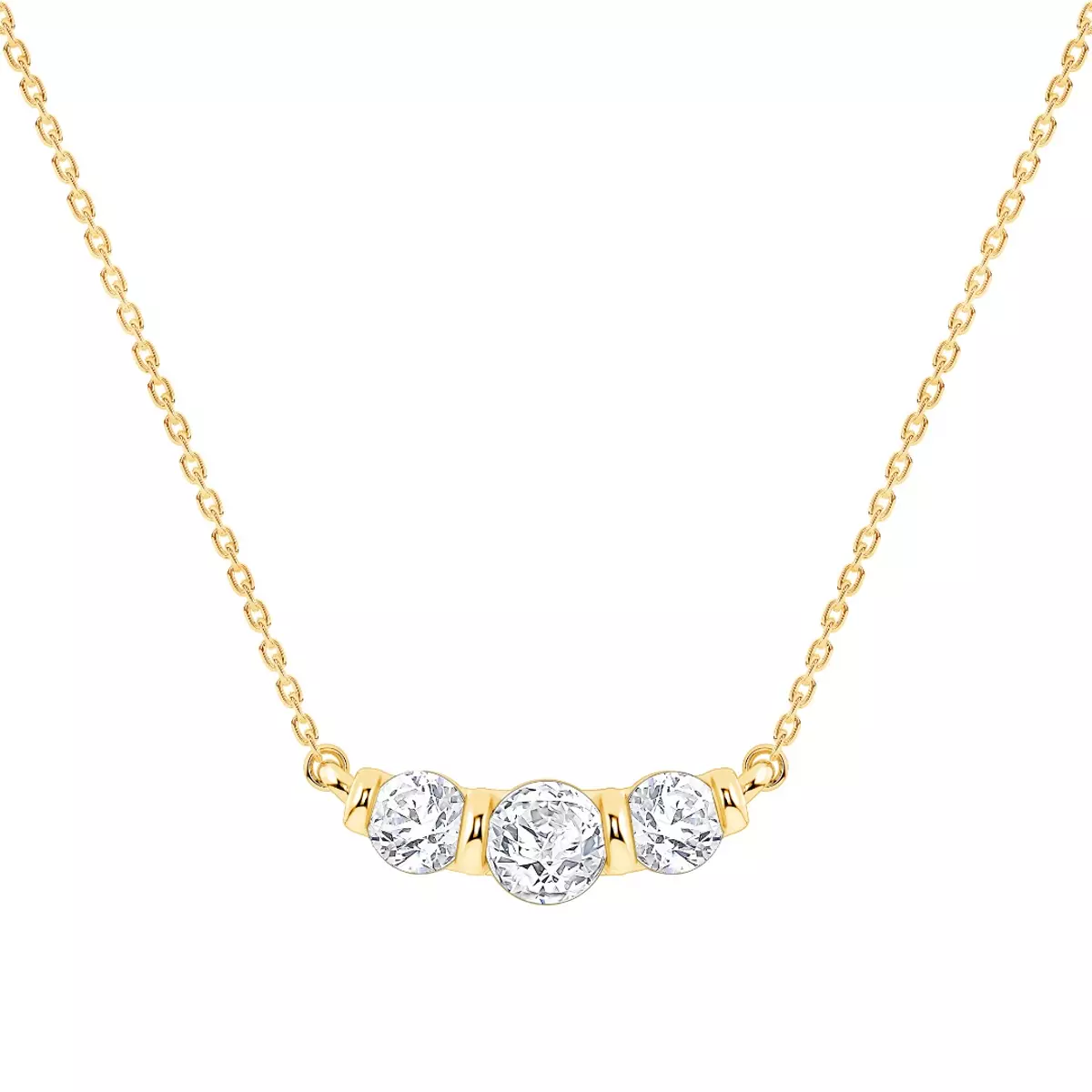 Three Stone Bar Set Lab Diamond Necklace (1/2 ct. tw.) - 14K