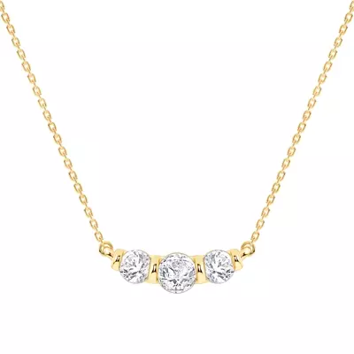 Three Stone Bar Set Lab Diamond Necklace (1/2 ct. tw.)