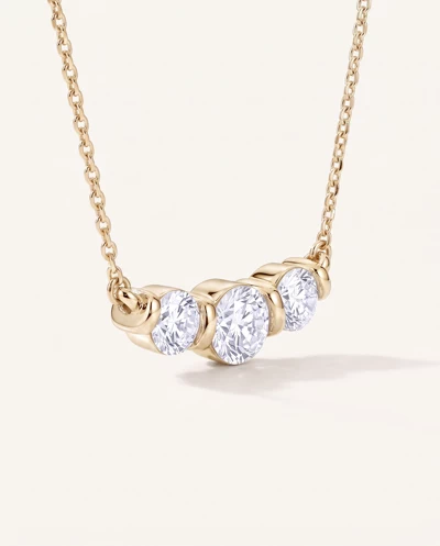 Three Stone Bar Set Lab Diamond Necklace (1/2 ct. tw.)