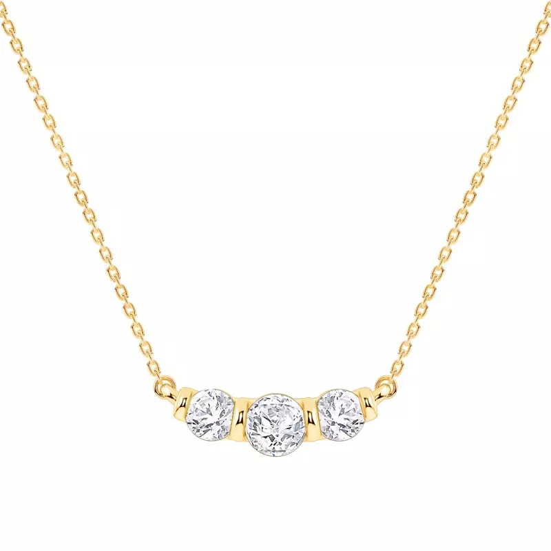 14K Yellow Gold Three Stone Bar Set Lab Diamond Pendant (1/2 ct. tw.)
