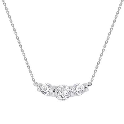 Three Stone Bar Set Lab Diamond Necklace (1 ct. tw.)
