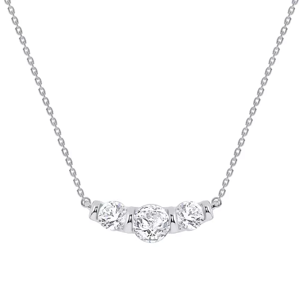 Three Stone Bar Set Lab Diamond Necklace (1 ct. tw.)