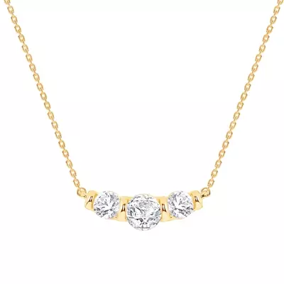 Three Stone Bar Set Lab Diamond Necklace (1 ct. tw.)