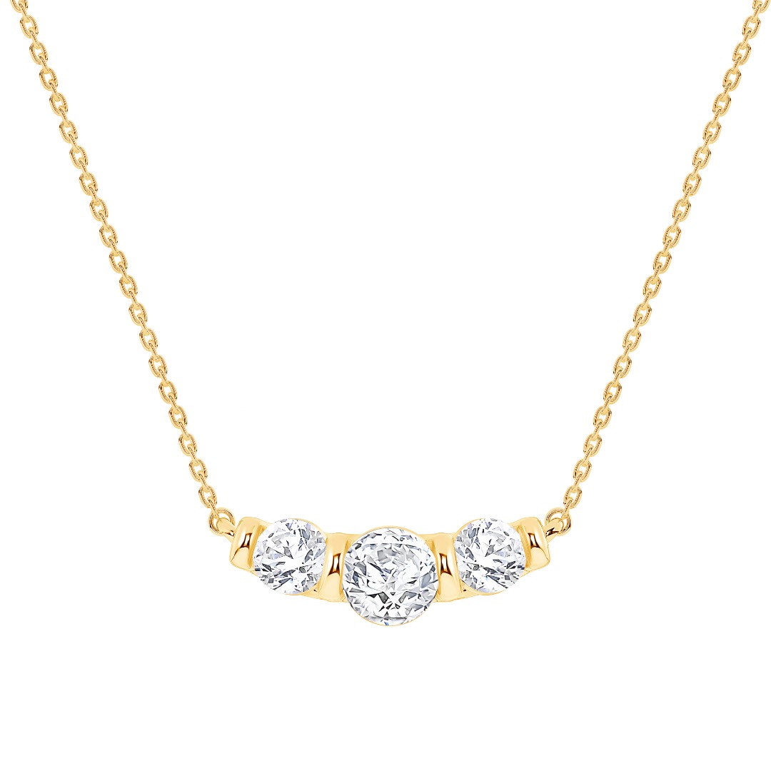 Three Stone Bar Set Lab Diamond Pendant (1 ct. tw.)-14K Yellow Gold