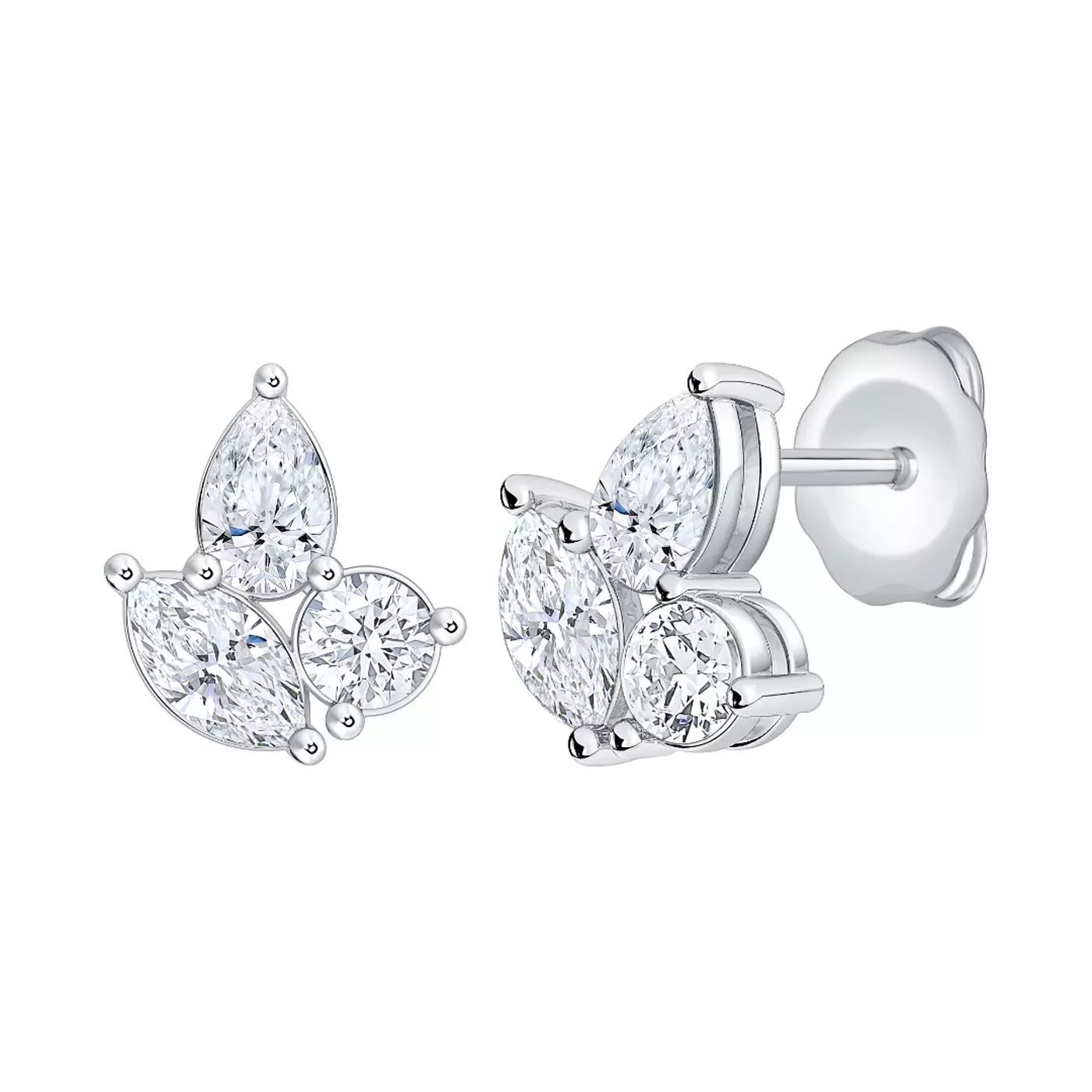 Mixed-Shape Cluster 14K White Gold Engagement Ring