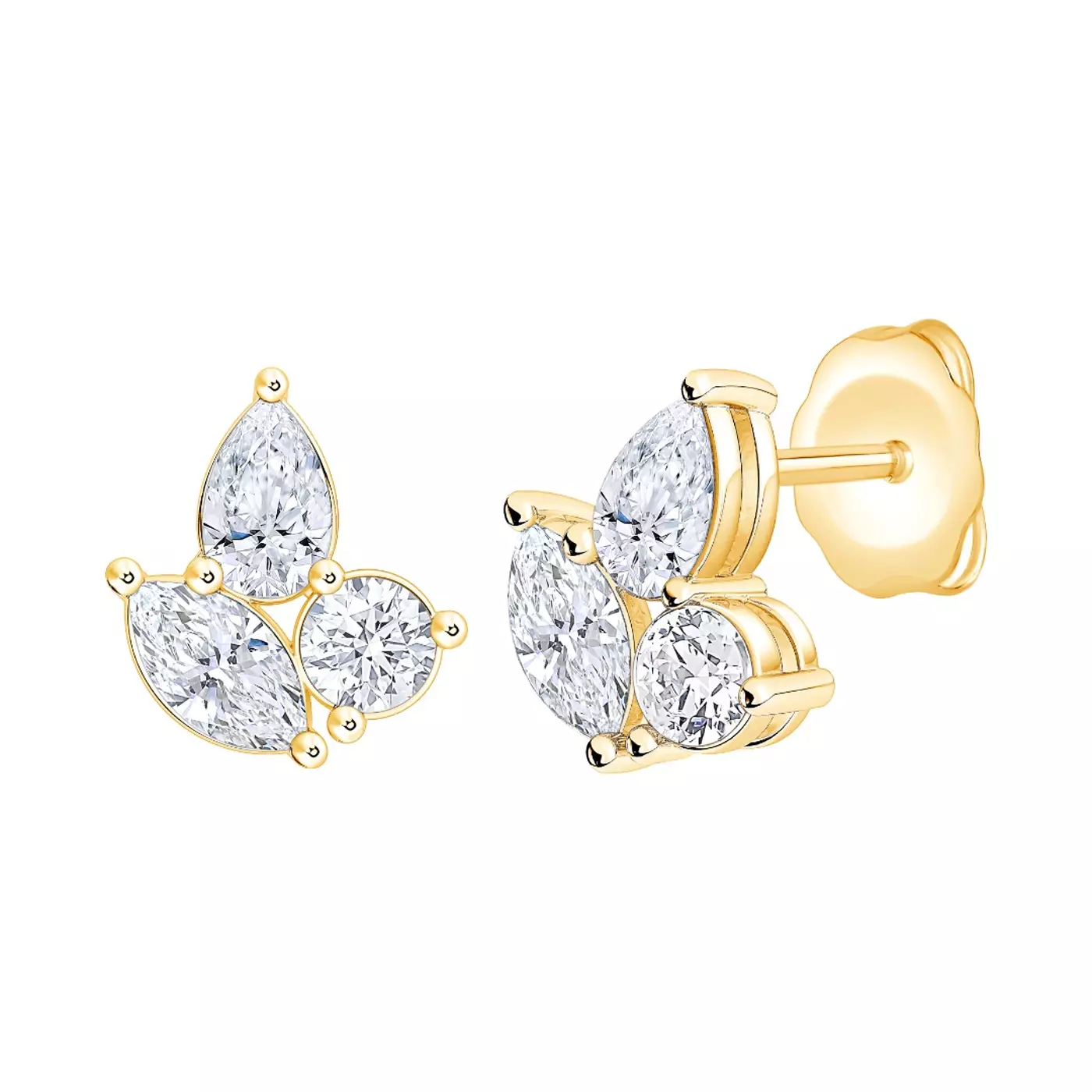 Mixed-Shape Cluster 14K Yellow Gold Engagement Ring
