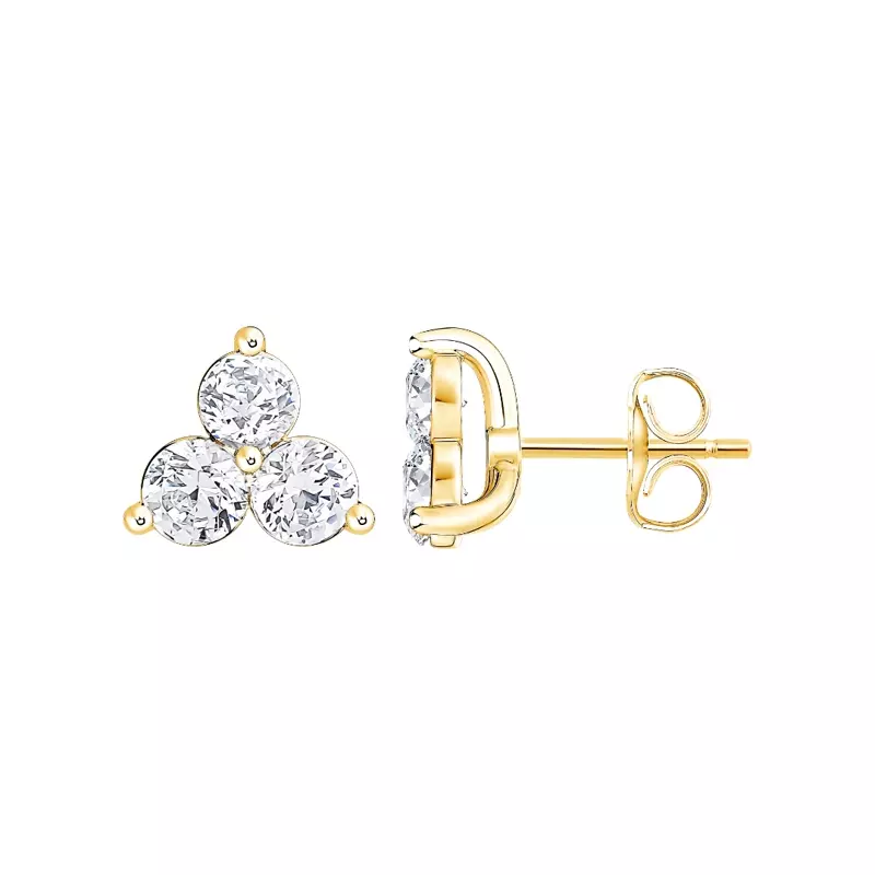 14K Yellow Gold Trio Lab Diamond Stud Earrings (3/4 ct. tw.)