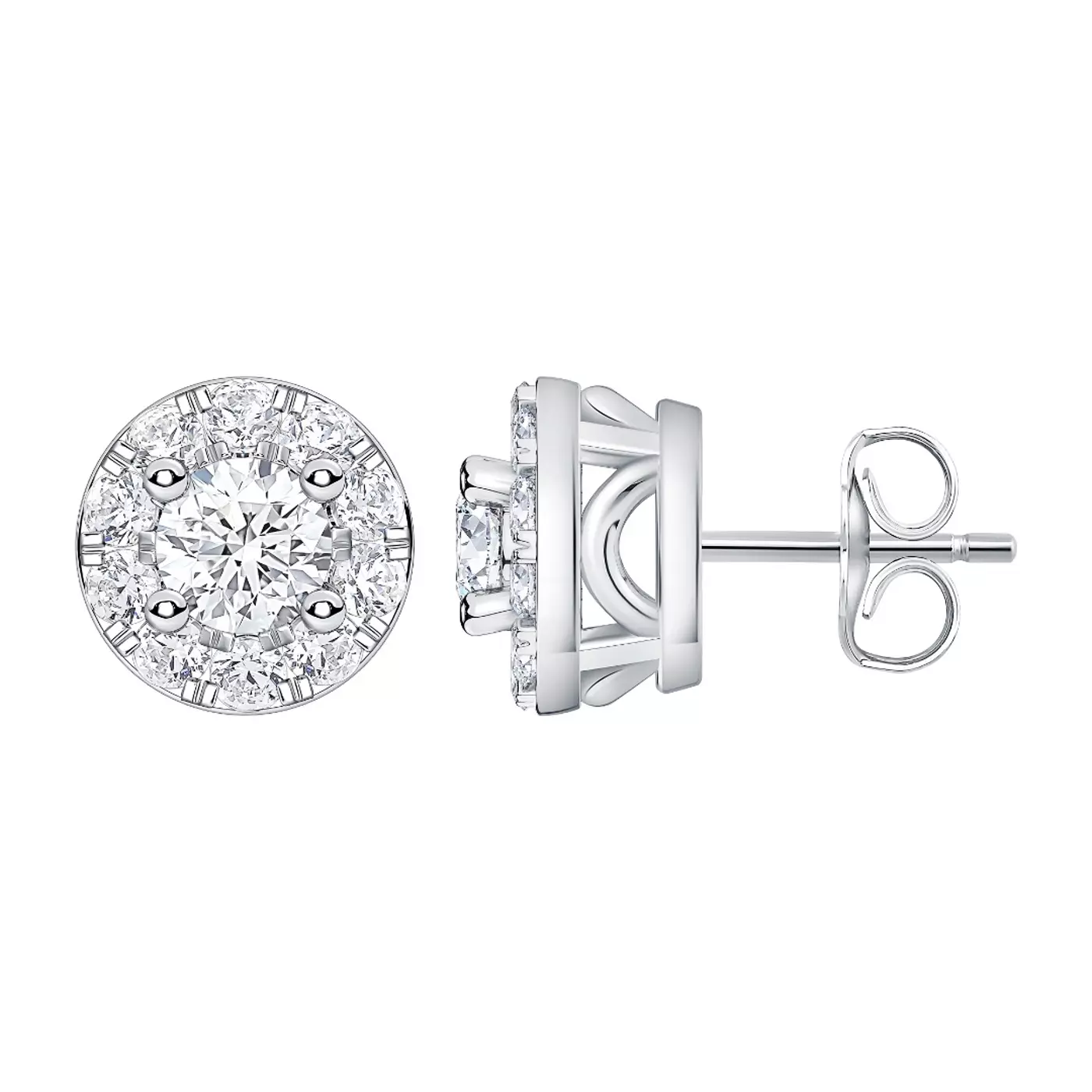 Halo-Amplified Stud 14K White Gold Engagement Ring