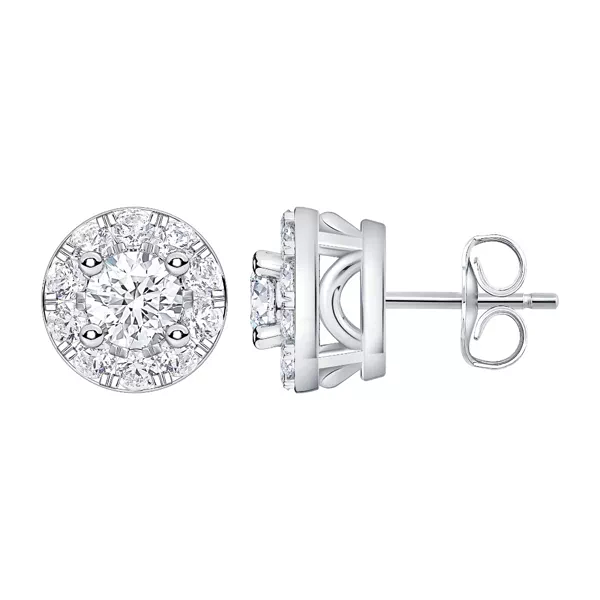 Petite Lab Diamond Halo Stud Earrings