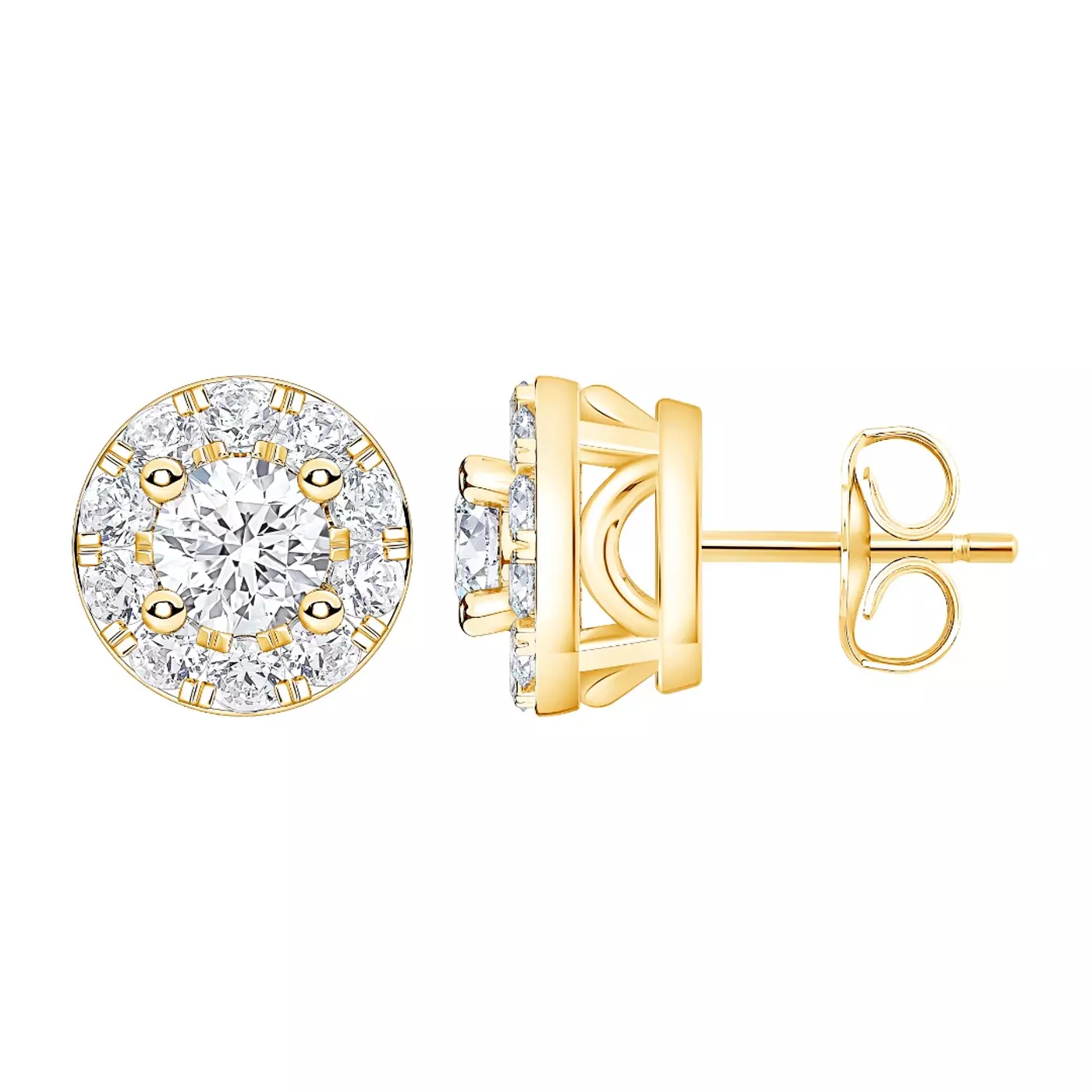 Halo-Amplified Stud 14K Yellow Gold Engagement Ring