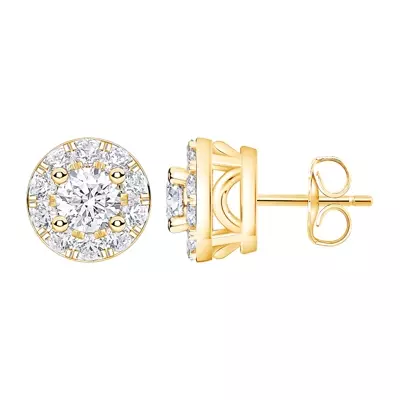 Petite Lab Diamond Halo Stud Earrings