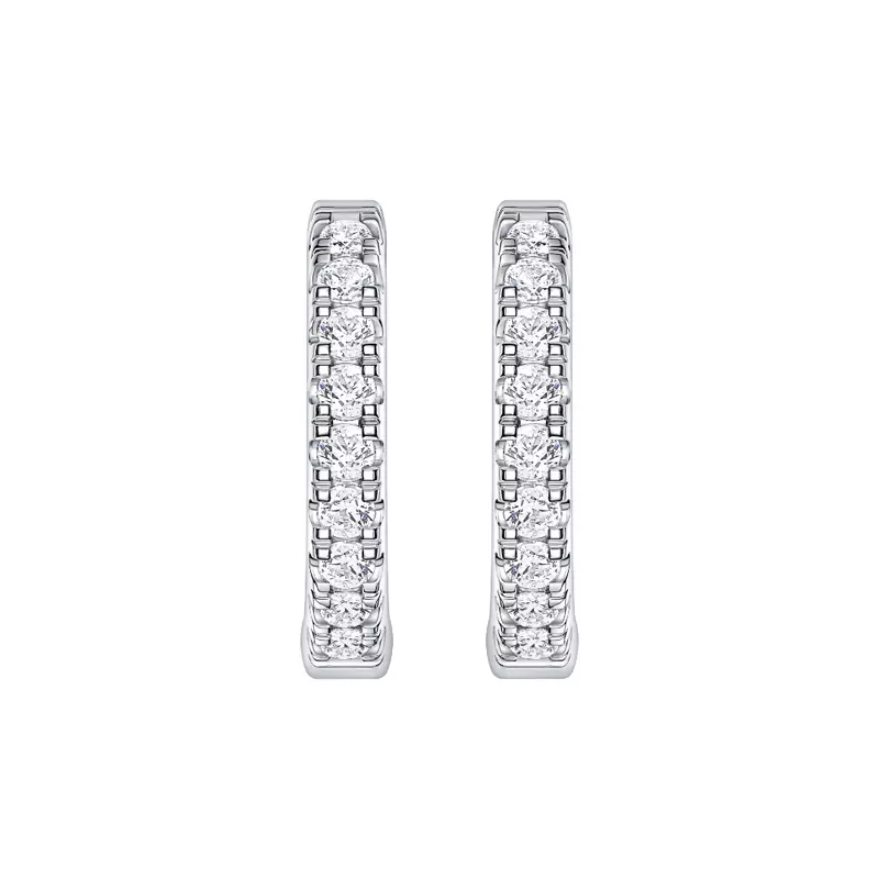 14K White Gold Huggie Lab Diamond Hoops