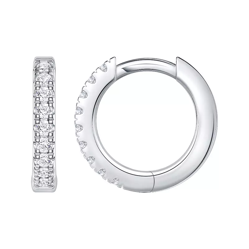 14K White Gold Huggie Lab Diamond Hoops