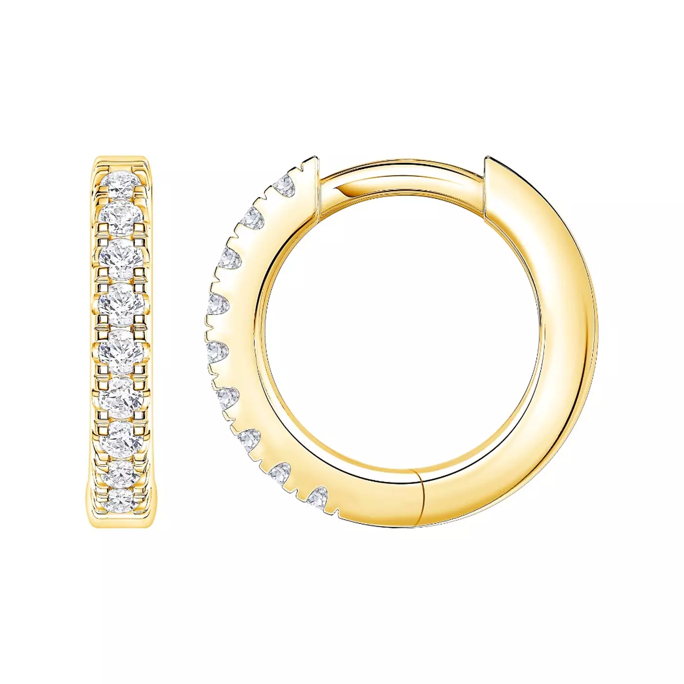 Huggie Lab Diamond Hoops - 14K Yellow Gold