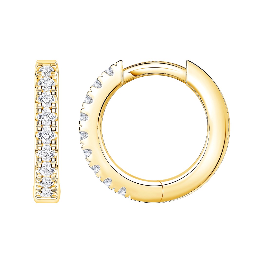 Huggie Lab Diamond Hoops - 14K Yellow Gold