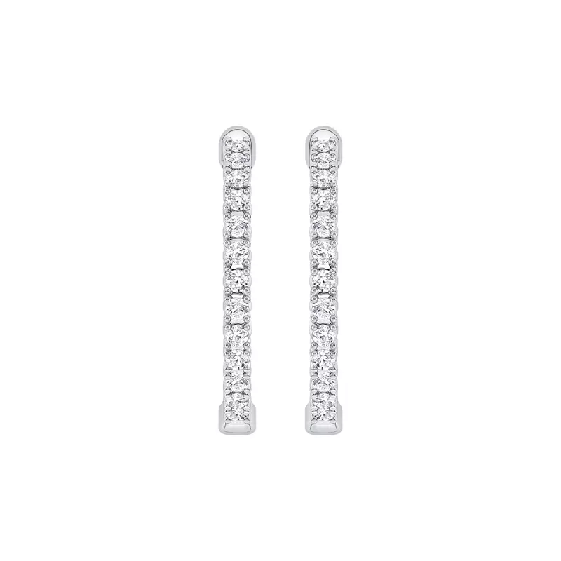 14K White Gold Petite Inside-Out Lab Diamond Hoops