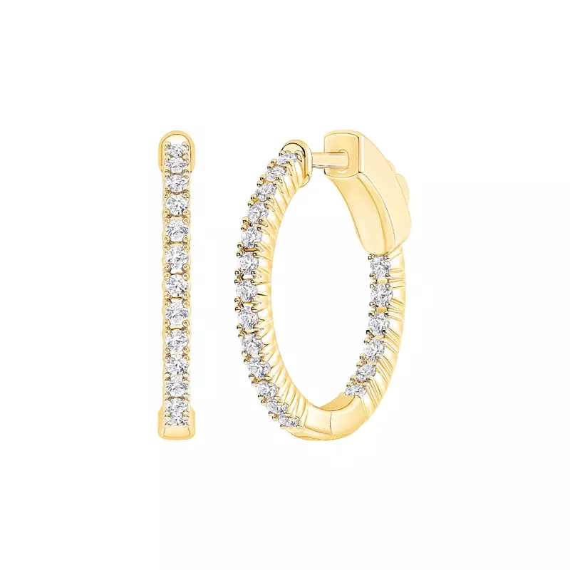 14K Yellow Gold Petite Inside-Out Lab Diamond Hoops