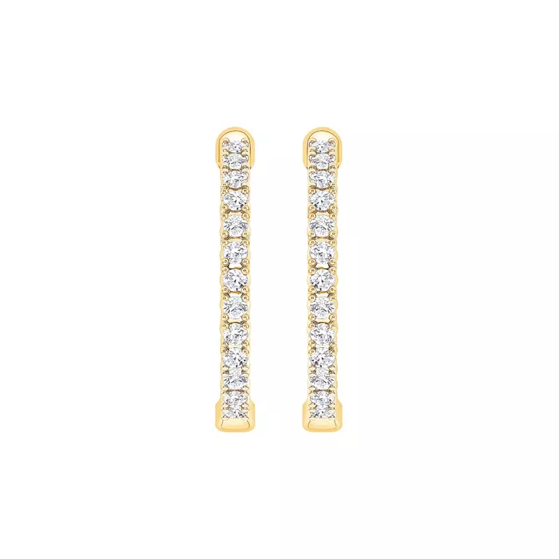 14K Yellow Gold Petite Inside-Out Lab Diamond Hoops