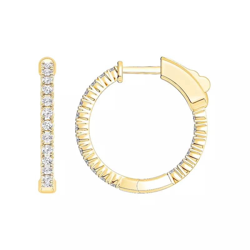 14K Yellow Gold Petite Inside-Out Lab Diamond Hoops