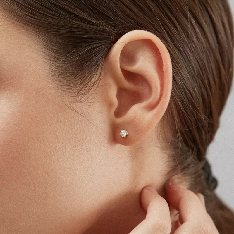 14K Yellow Gold Modern Bezel-Set Lab Diamond Stud Earrings (1/2 ct. tw.)