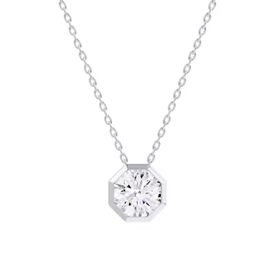 Bezel Octagon Diamond Necklace