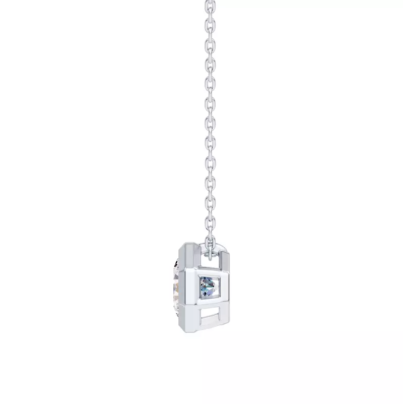 14K White Gold Bezel Octagon Diamond Pendant