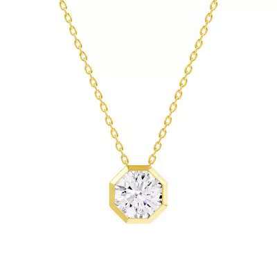 Bezel Octagon Diamond Necklace