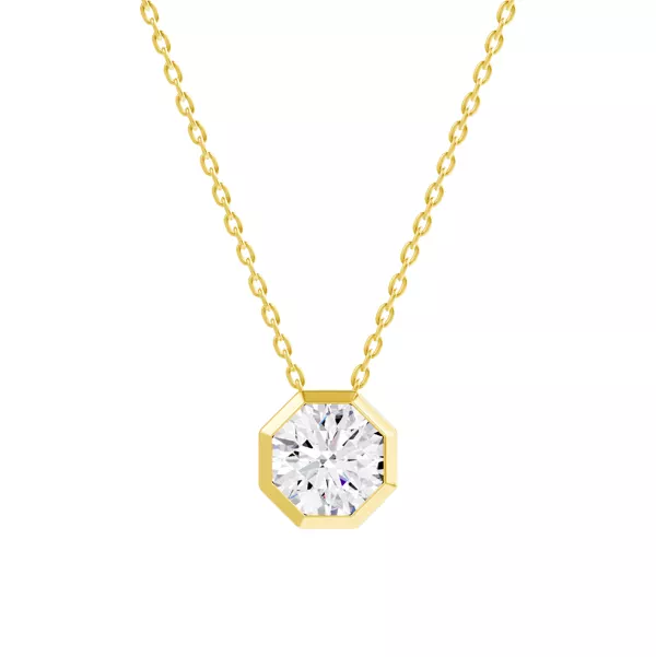 Bezel Octagon Diamond Necklace