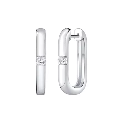 Elongated Hoop With Solitaire Lab Diamond